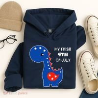 My First 4th of July Cute Dinosaur Hoodie thumb 4