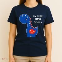 My First 4th of July Cute Dinosaur T-Shirt thumb 4