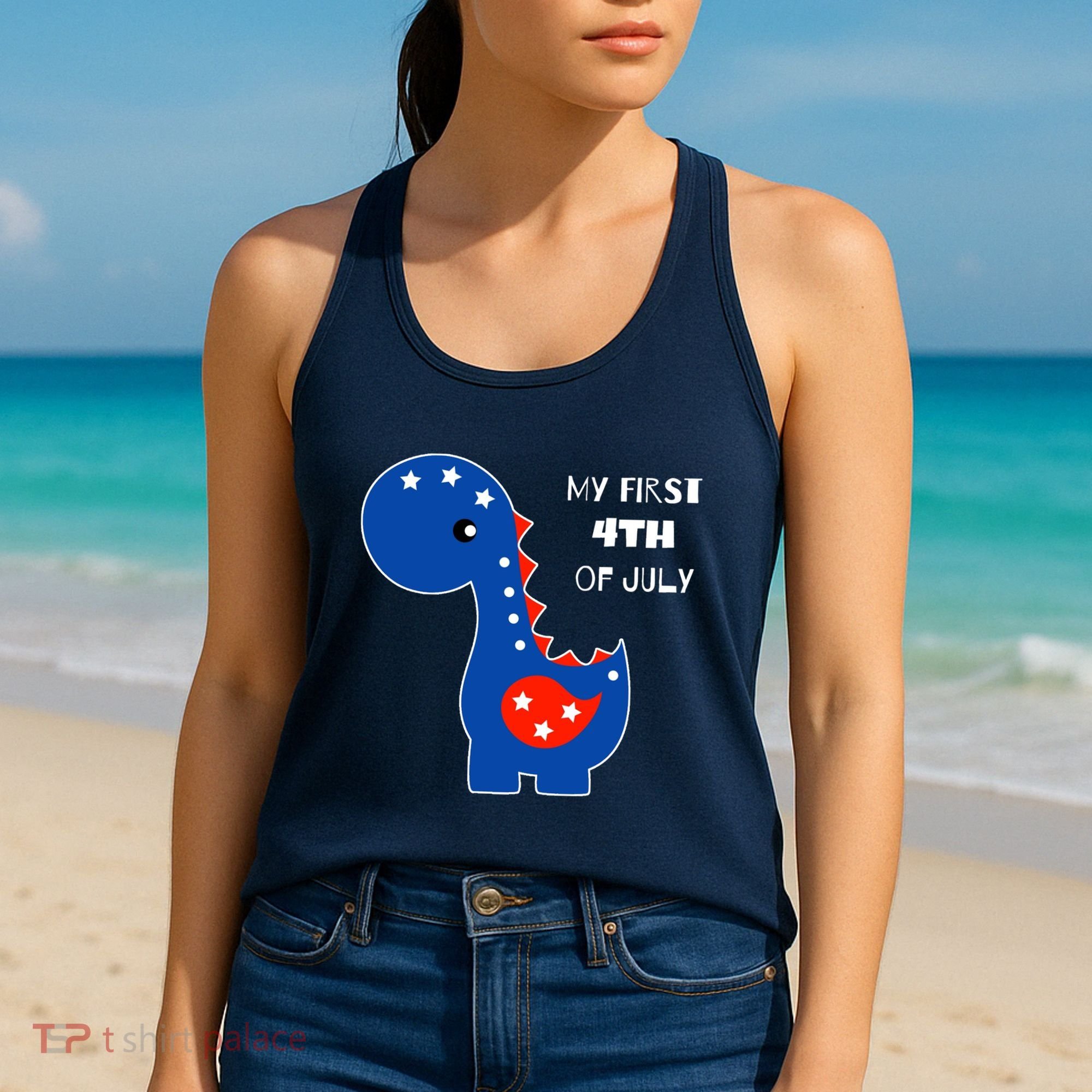 My First 4th of July Cute Dinosaur Women's Tank Top