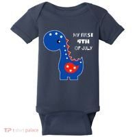 My First 4th of July Cute Dinosaur Baby Bodysuit thumb 0