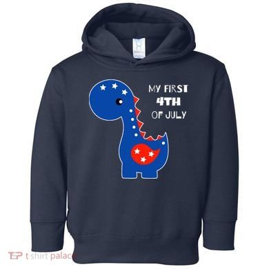 My First 4th of July Cute Dinosaur Toddler Hoodie