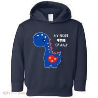 My First 4th of July Cute Dinosaur Toddler Hoodie thumb 0