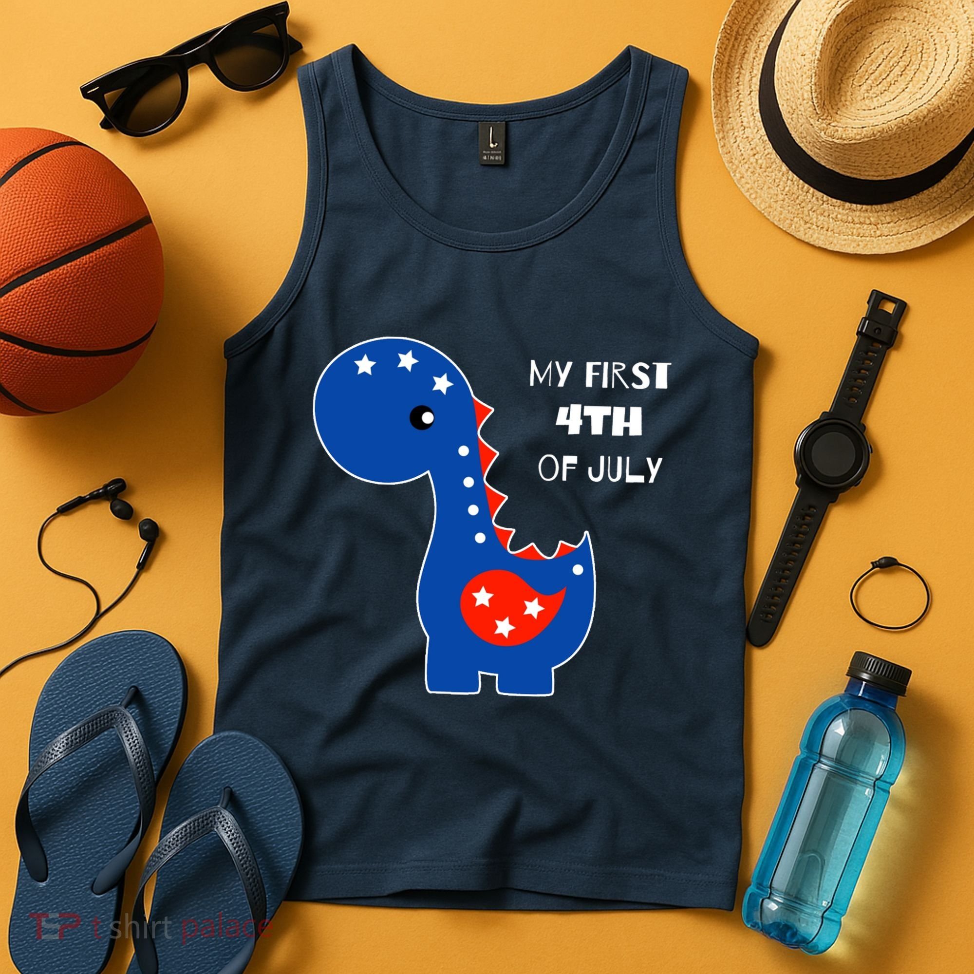My First 4th of July Cute Dinosaur Tank Top