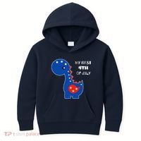 My First 4th of July Cute Dinosaur Kids Hoodie thumb 0