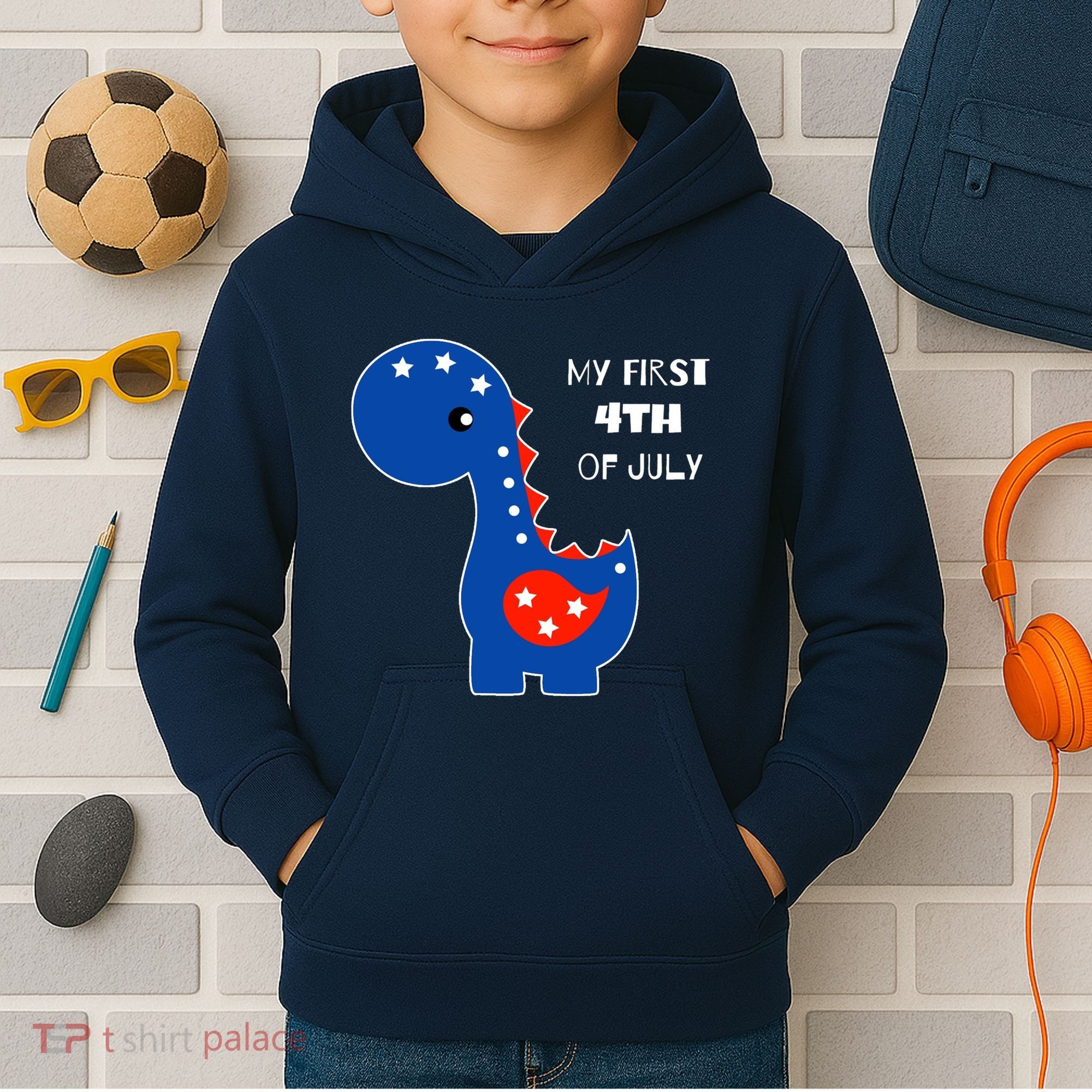 My First 4th of July Cute Dinosaur Kids Hoodie