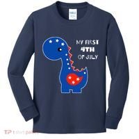 My First 4th of July Cute Dinosaur Kids Long Sleeve Shirt thumb 0