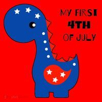 My First 4th of July Cute Dinosaur Santa Hat thumb 1