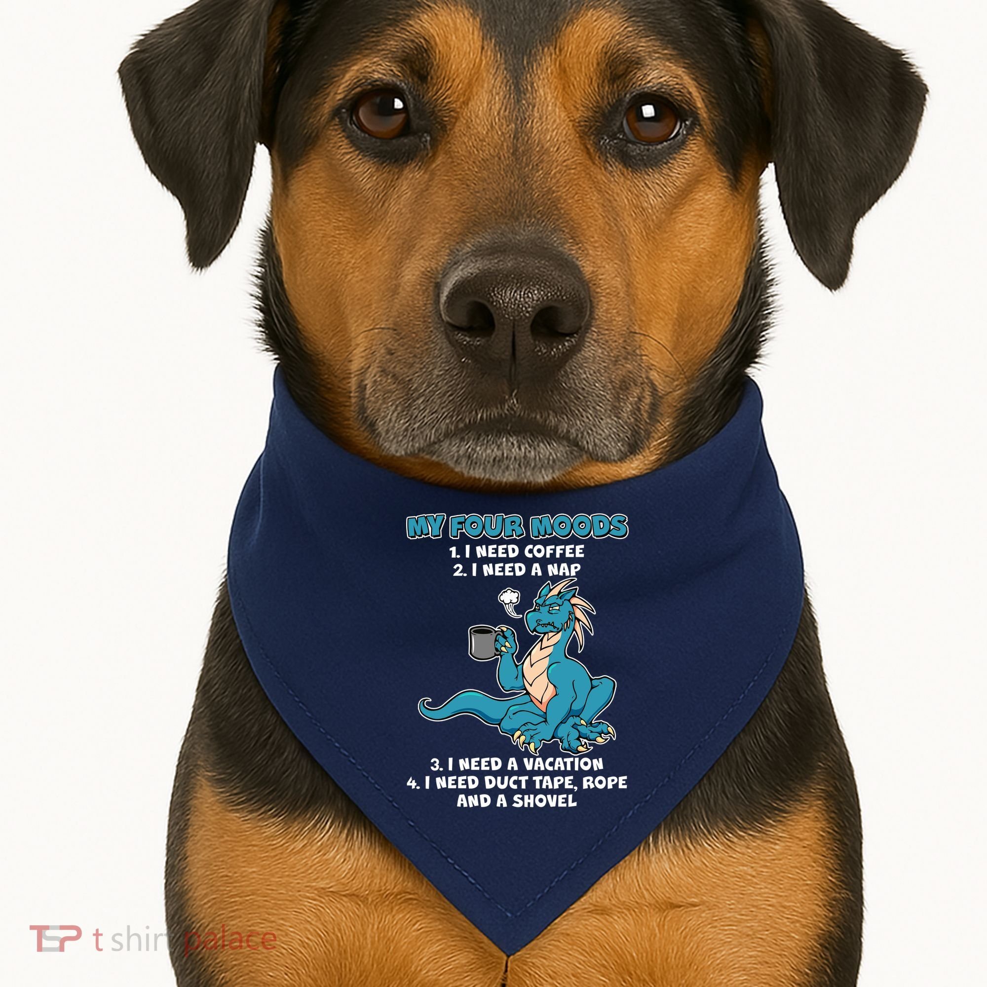 My Four Moods Cranky Coffee Dragon USA-Made Doggie Bandana