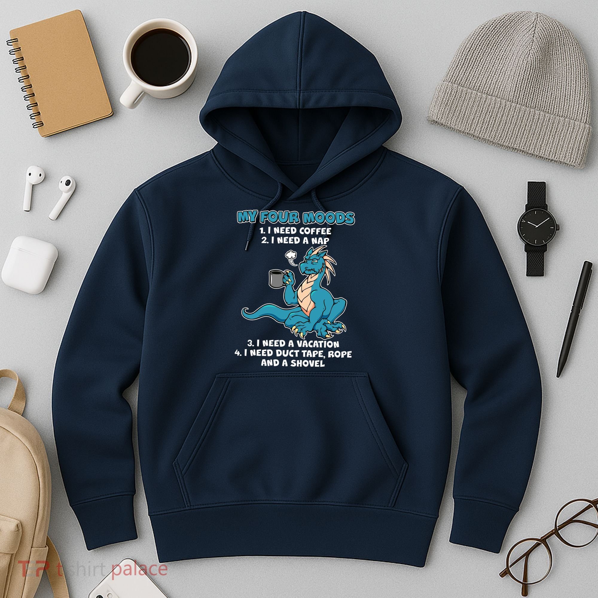 My Four Moods Cranky Coffee Dragon Hoodie