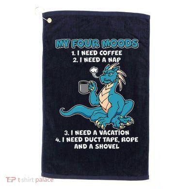 My Four Moods Cranky Coffee Dragon Golf Towel