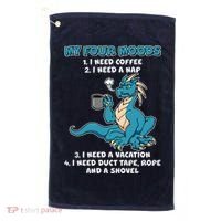 My Four Moods Cranky Coffee Dragon Golf Towel thumb 0