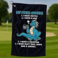 My Four Moods Cranky Coffee Dragon Golf Towel thumb 1