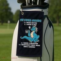My Four Moods Cranky Coffee Dragon Golf Towel thumb 2