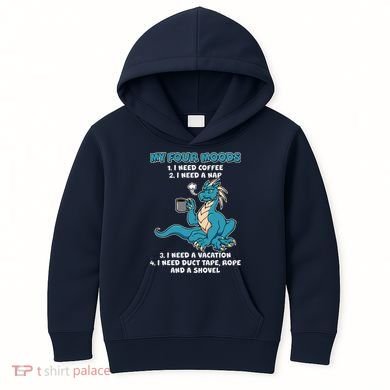 My Four Moods Cranky Coffee Dragon Kids Hoodie