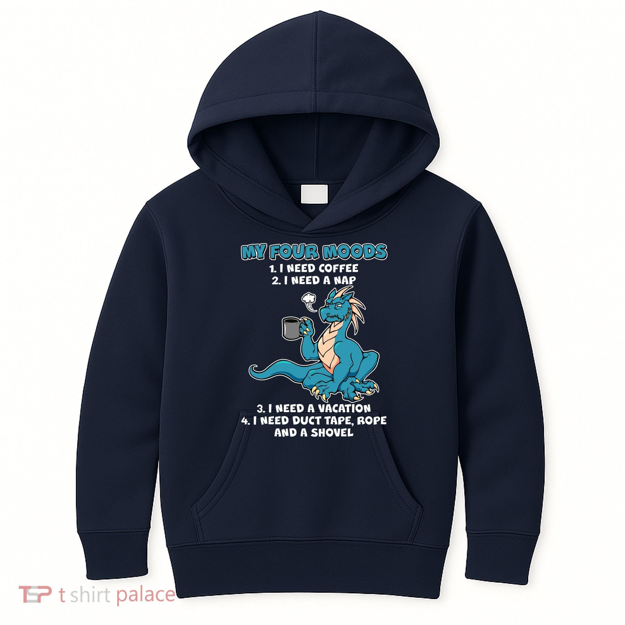 My Four Moods Cranky Coffee Dragon Kids Hoodie