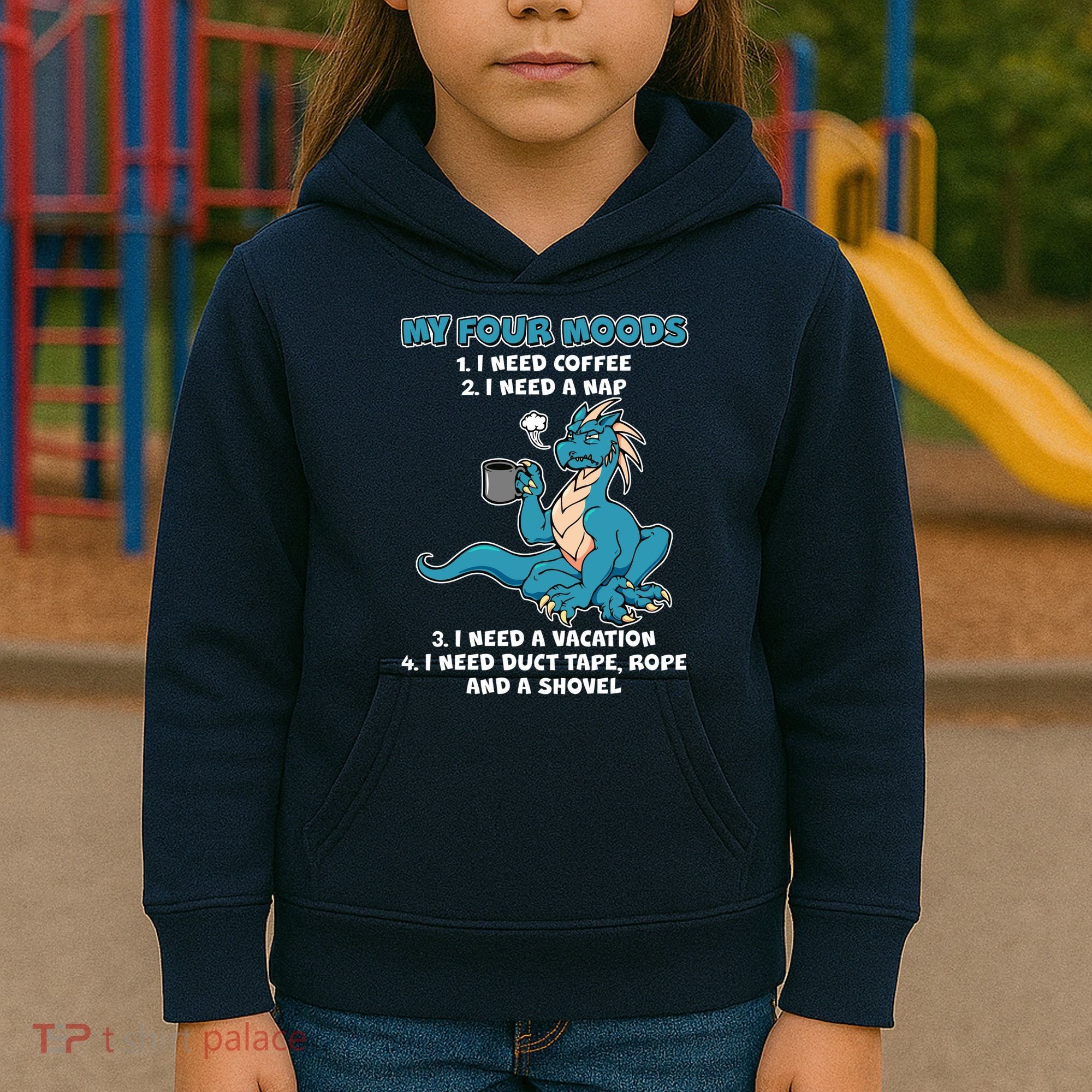 My Four Moods Cranky Coffee Dragon Kids Hoodie