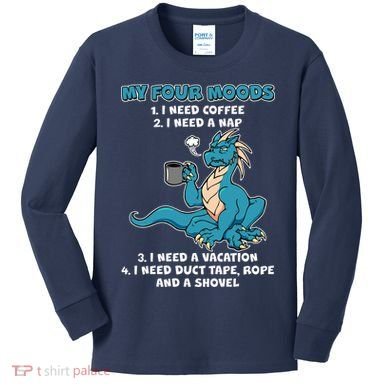 My Four Moods Cranky Coffee Dragon Kids Long Sleeve Shirt