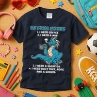 My Four Moods Cranky Coffee Dragon Kids T-Shirt thumb 3