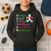 My Gift Is Autism: Always Unique Totally Intelligent Sometime Mysterious Puzzle Kids Hoodie thumb 2