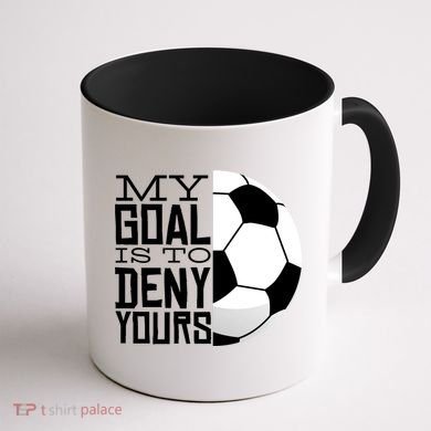 My Goal Is To Deny Yours Funny Soccer Coffee Mug back