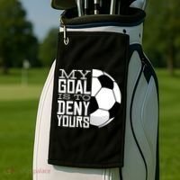 My Goal Is To Deny Yours Funny Soccer Golf Towel thumb 2