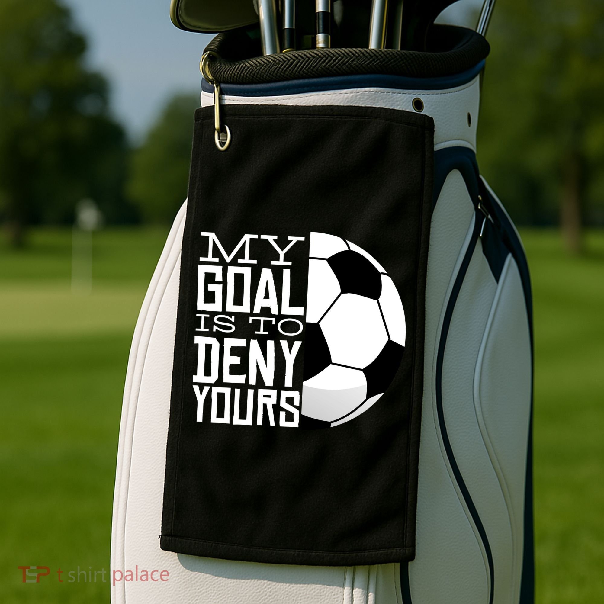 My Goal Is To Deny Yours Funny Soccer Golf Towel