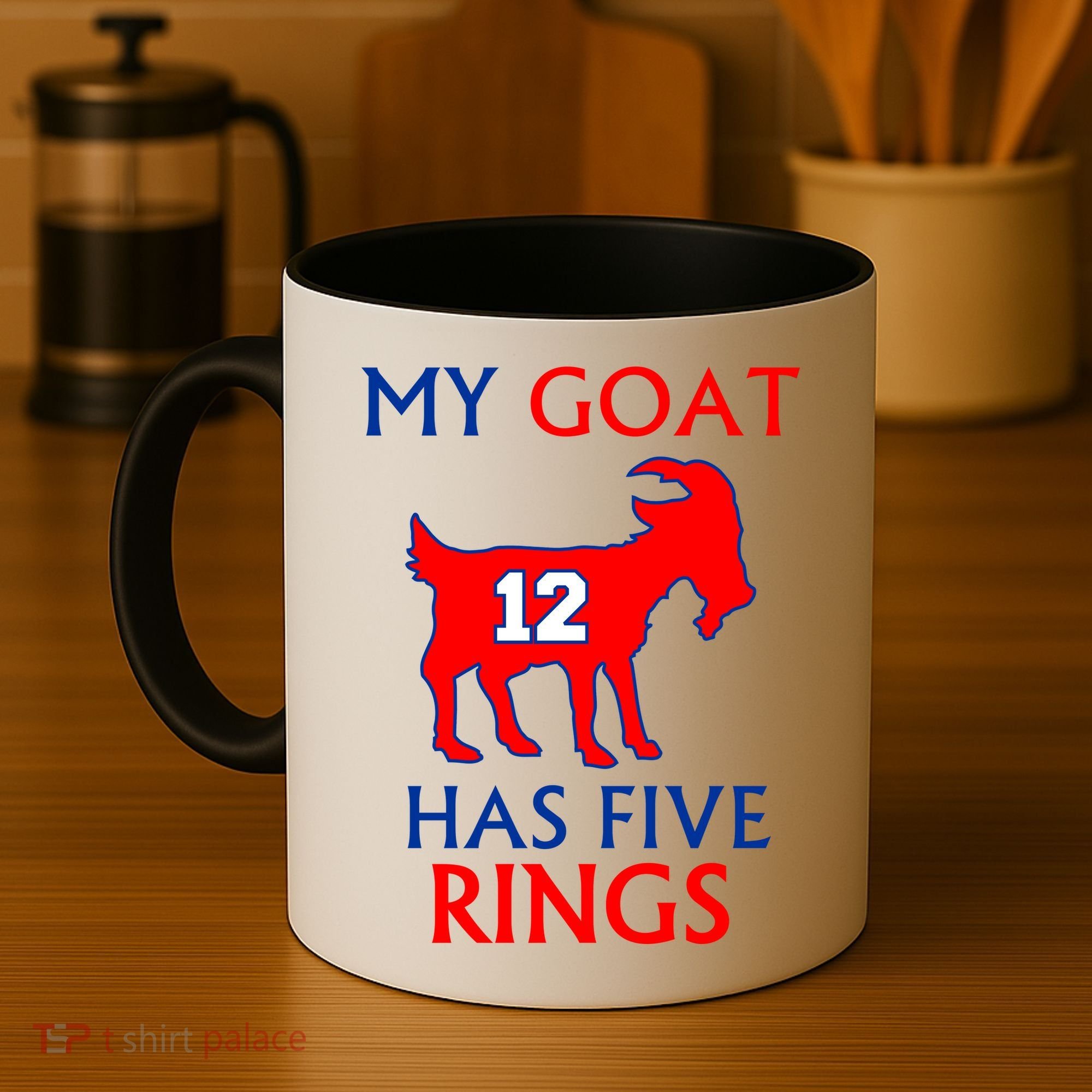 My Goat #12 Has Five Rings New England Football Champs Coffee Mug