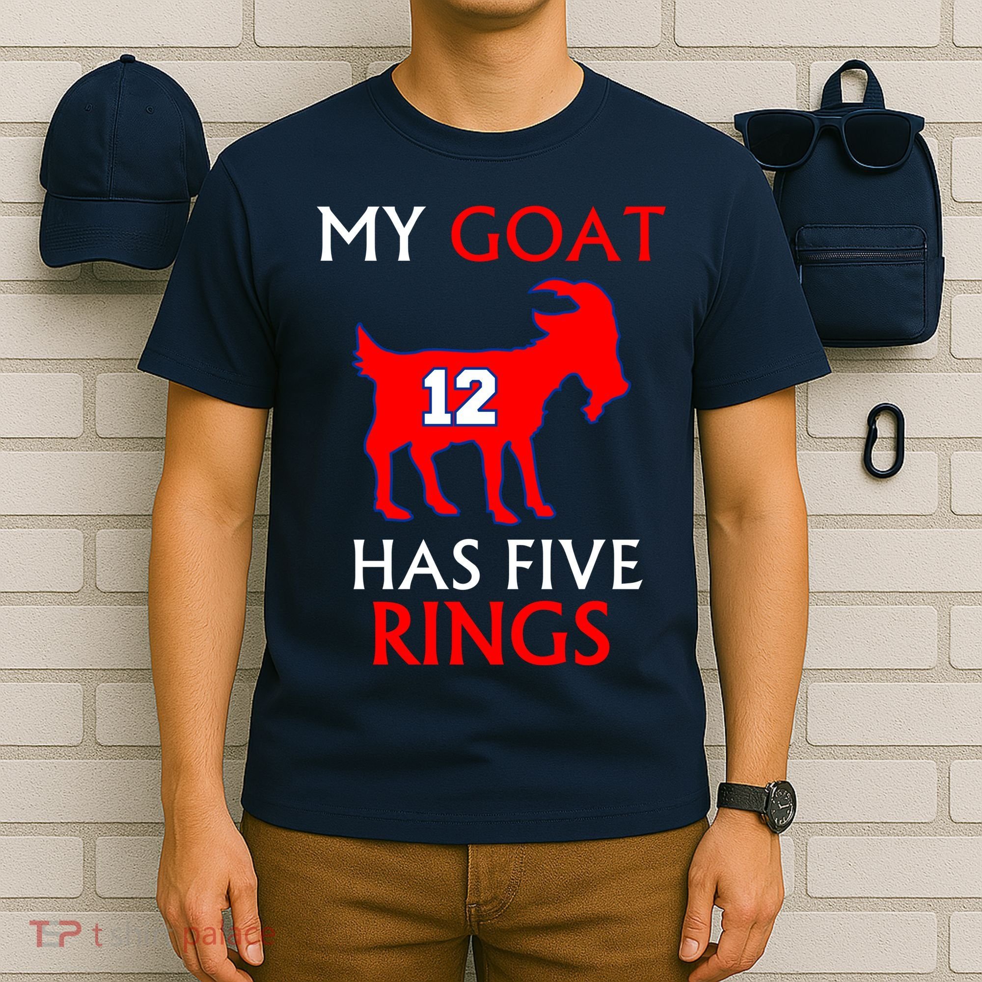 My Goat #12 Has Five Rings New England Football Champs T-Shirt
