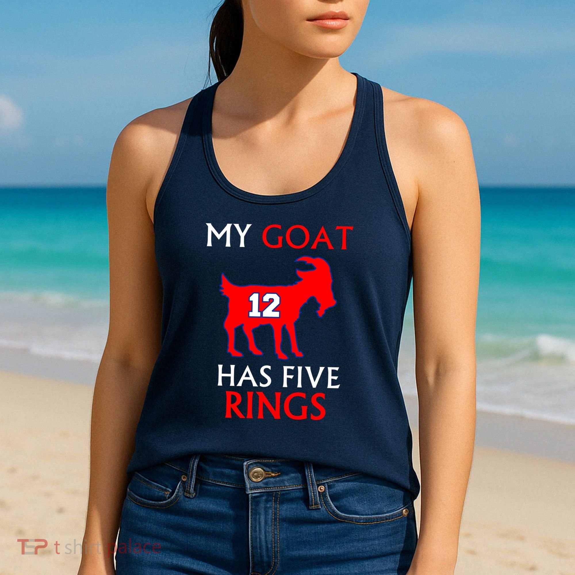 My Goat #12 Has Five Rings New England Football Champs Women's Tank Top