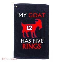 My Goat #12 Has Five Rings New England Football Champs Golf Towel thumb 0