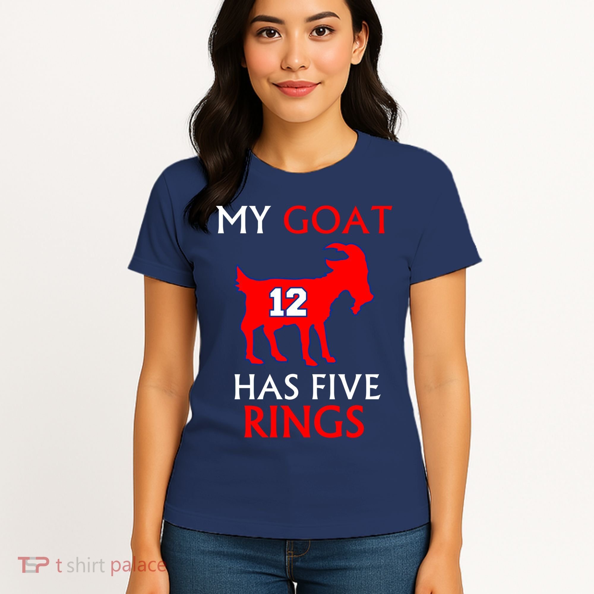 My Goat #12 Has Five Rings New England Football Champs Women's T-Shirt
