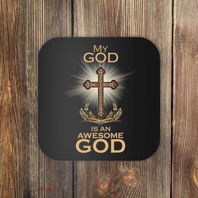 My God Is An Awesome God Vintage Cross Coaster