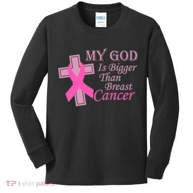 My God Is Bigger Than Breast Cancer Kids Long Sleeve Shirt
