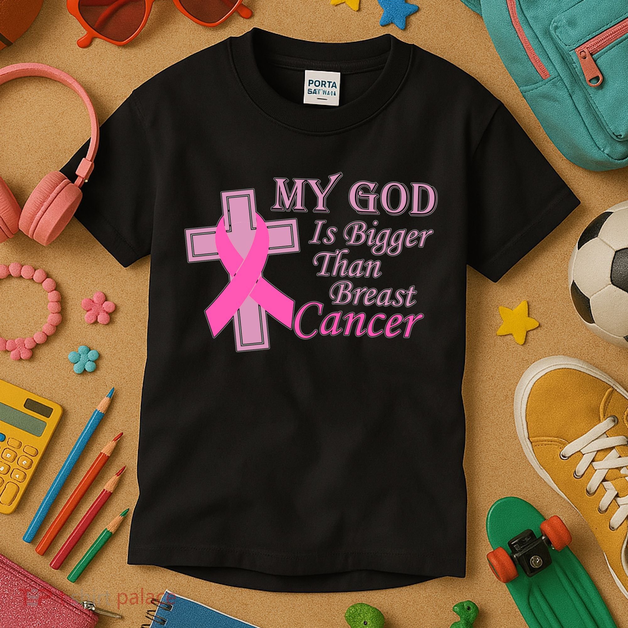 My God Is Bigger Than Breast Cancer Kids T-Shirt