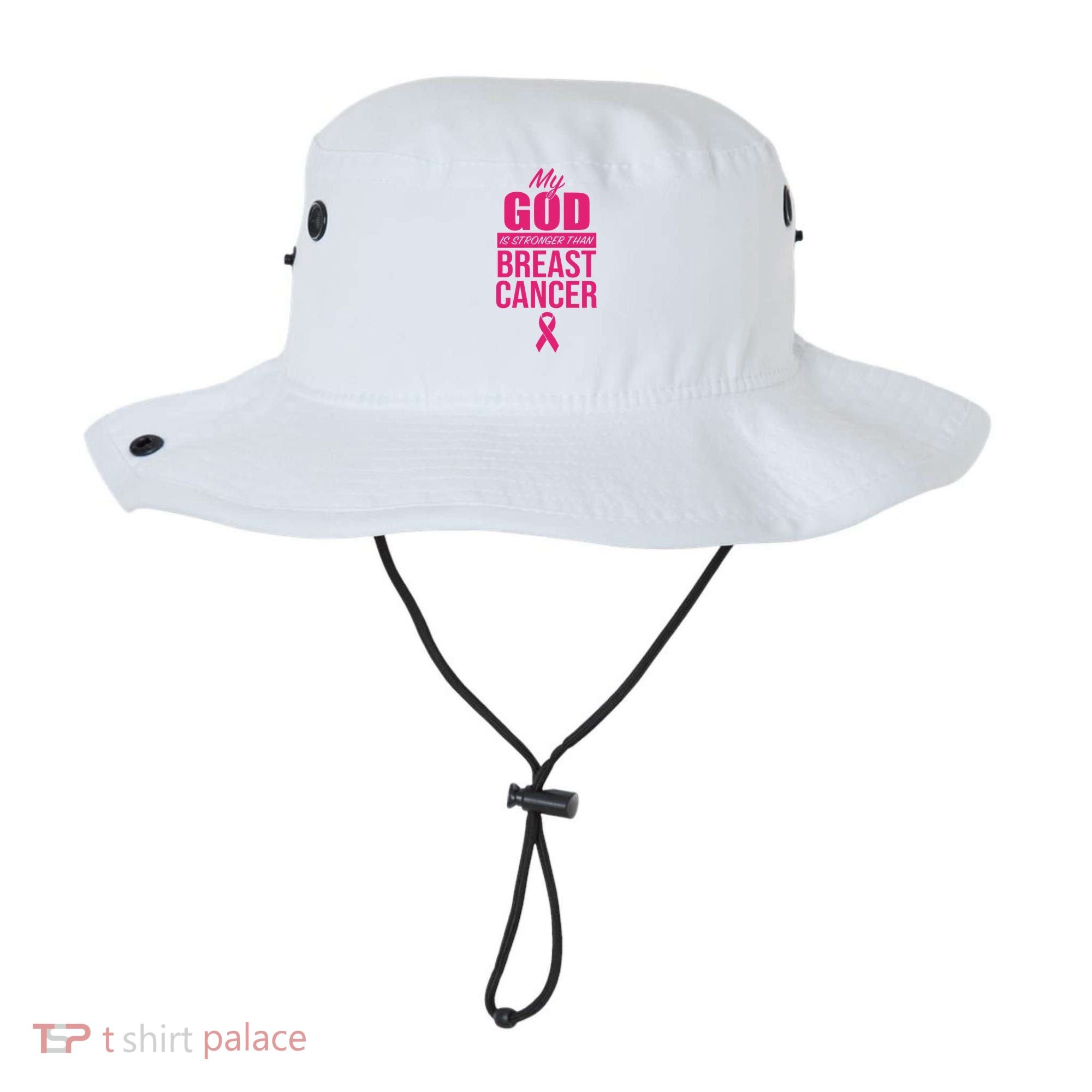 My God Is Stronger Than Breast Cancer Bucket Hat