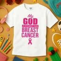 My God Is Stronger Than Breast Cancer Kids T-Shirt thumb 3