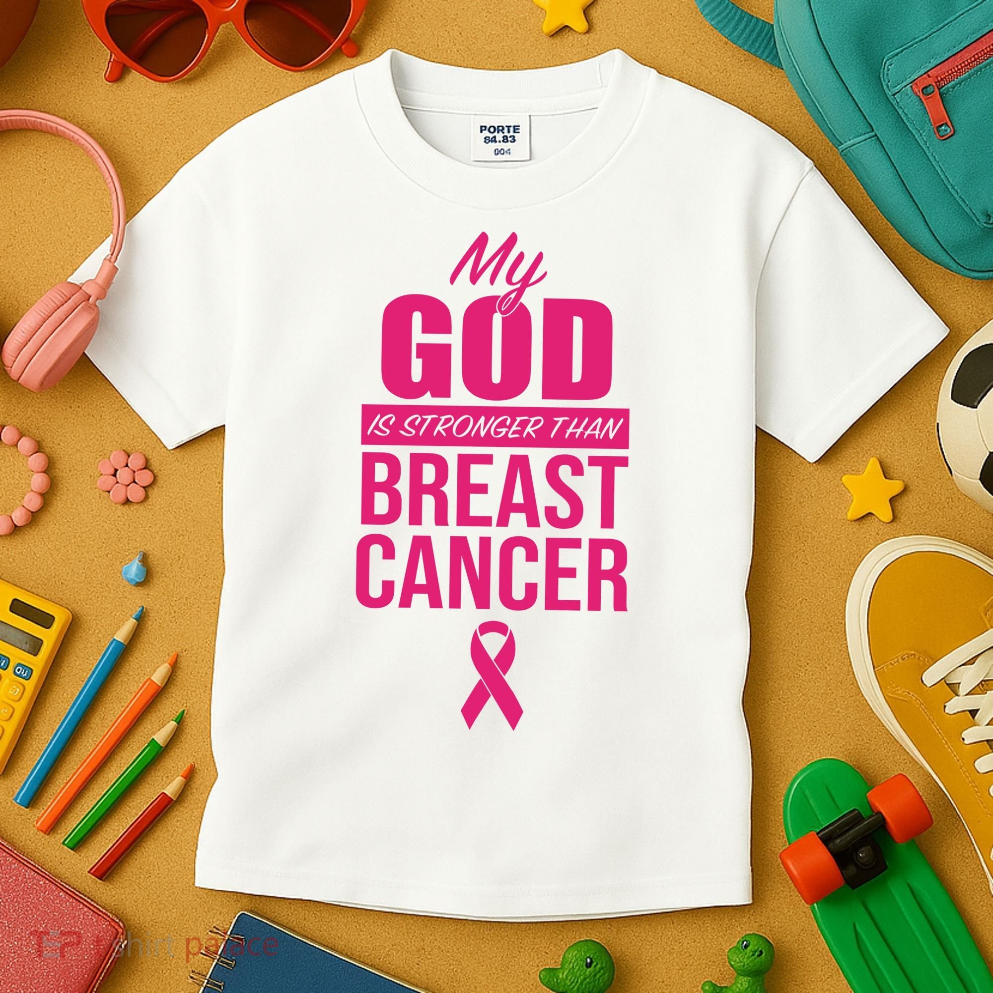 My God Is Stronger Than Breast Cancer Kids T-Shirt
