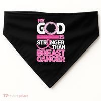 My God Is Stronger Than Breast Cancer Awareness USA-Made Doggie Bandana thumb 0