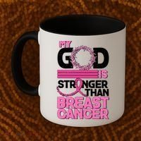 My God Is Stronger Than Breast Cancer Awareness Coffee Mug thumb 2