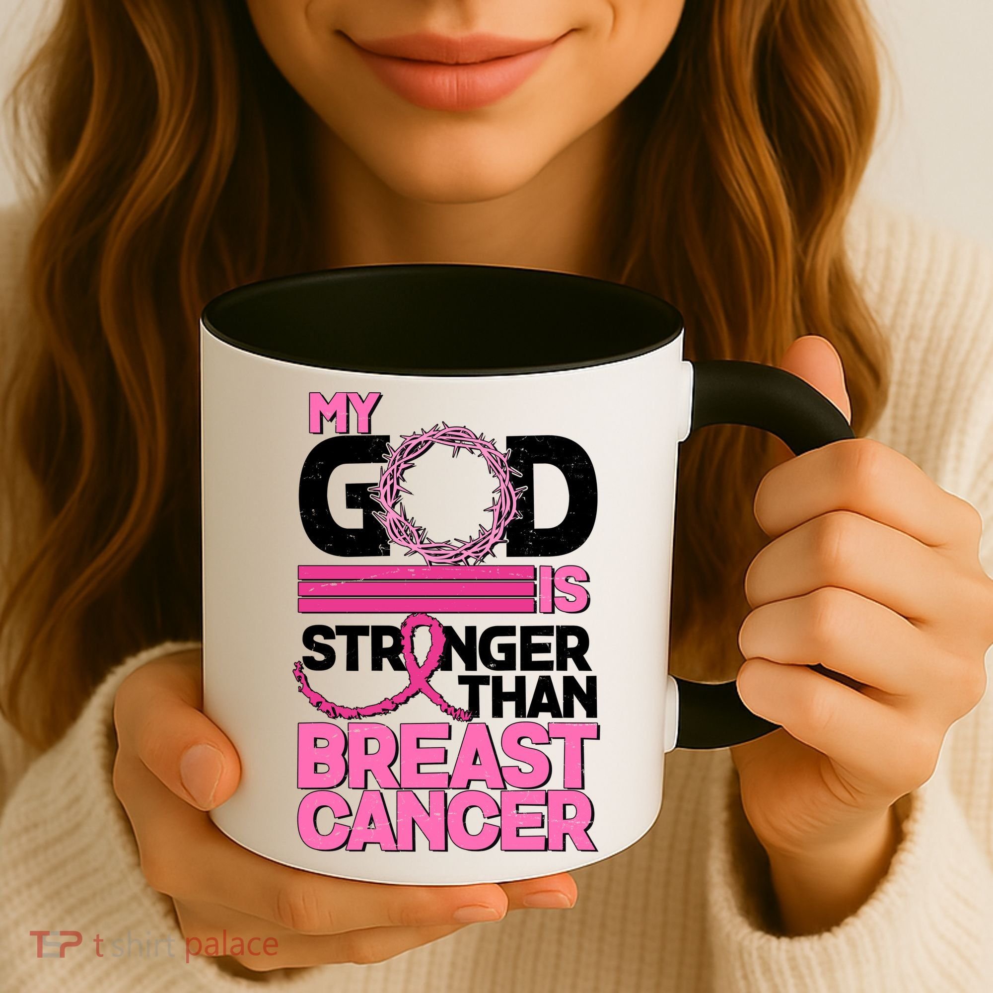 My God Is Stronger Than Breast Cancer Awareness Coffee Mug