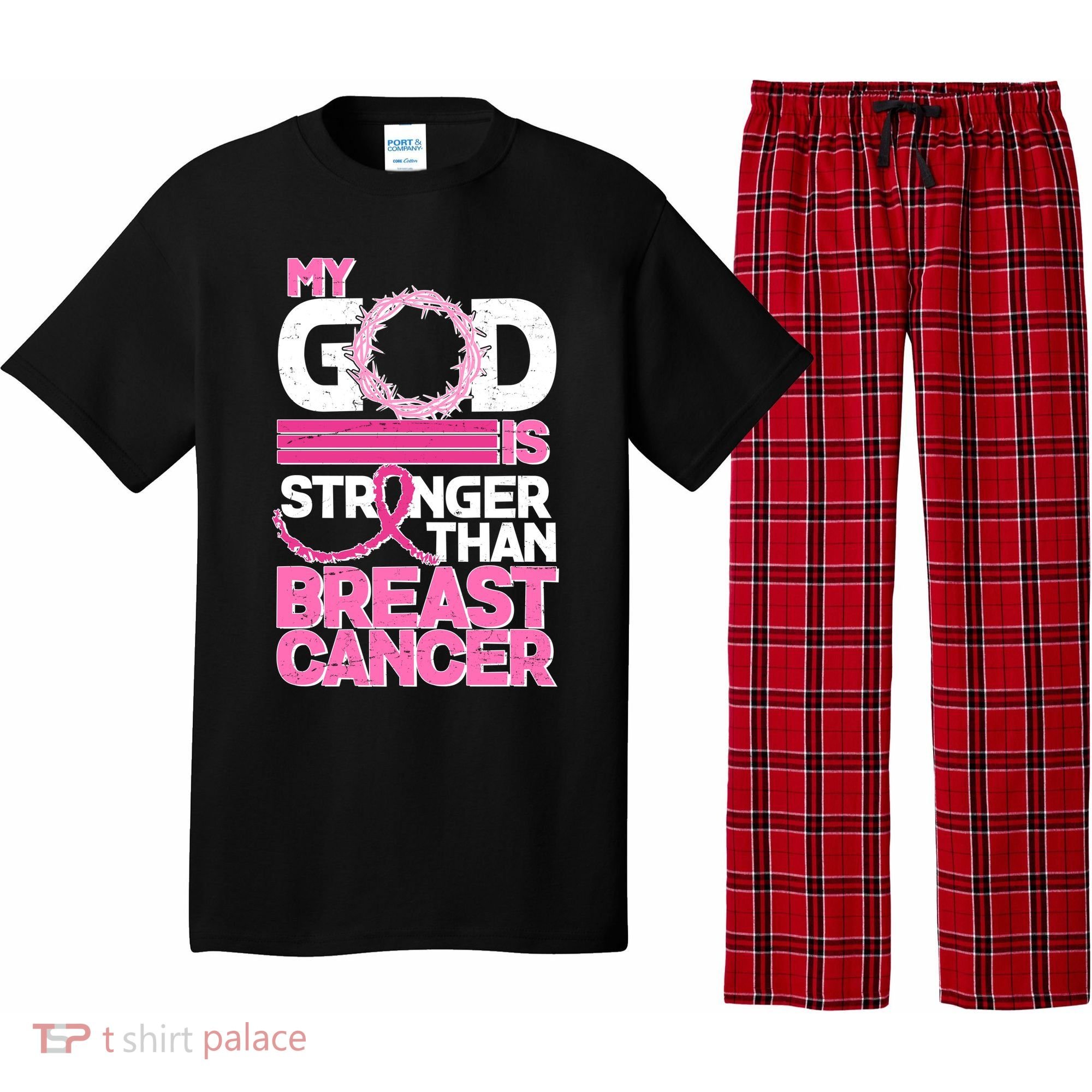 My God Is Stronger Than Breast Cancer Awareness Pajama Set