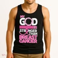 My God Is Stronger Than Breast Cancer Awareness Tank Top thumb 3