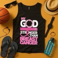 My God Is Stronger Than Breast Cancer Awareness Tank Top thumb 4