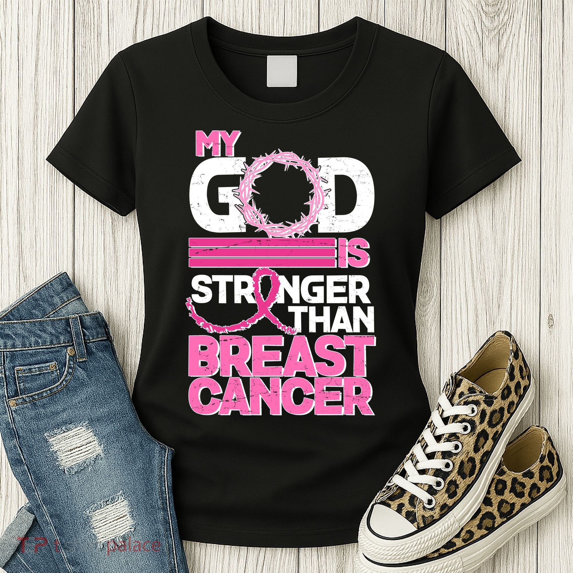 My God Is Stronger Than Breast Cancer Awareness Women's T-Shirt