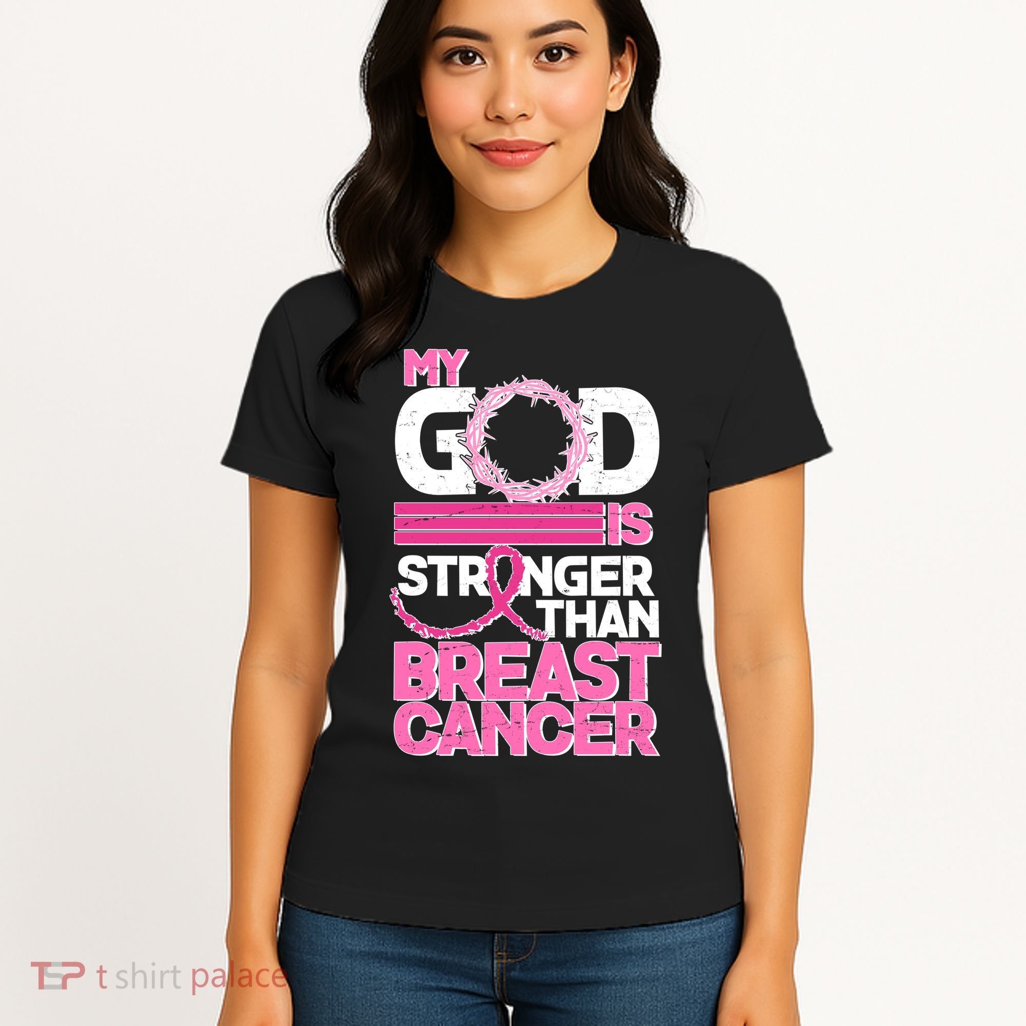 My God Is Stronger Than Breast Cancer Awareness Women's T-Shirt