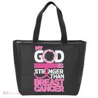 My God Is Stronger Than Breast Cancer Awareness Tote Bag thumb 0