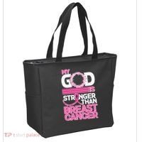 My God Is Stronger Than Breast Cancer Awareness Tote Bag thumb 2