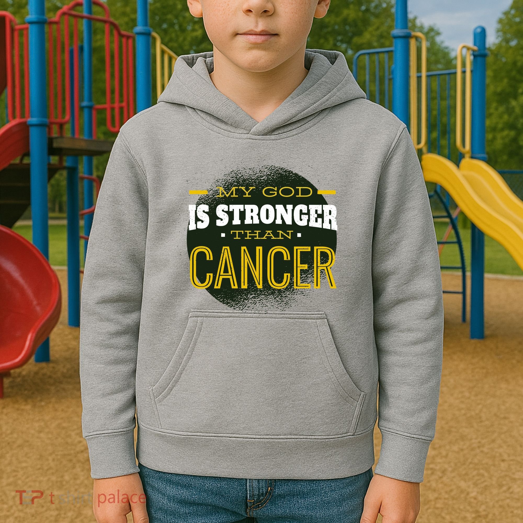 My God Is Stronger Than Cancer Kids Hoodie