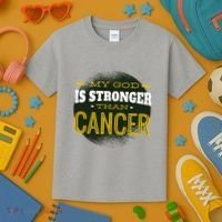 My God Is Stronger Than Cancer Kids T-Shirt thumb 3