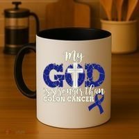 My God Is Stronger Than Colon Cancer Coffee Mug thumb 4